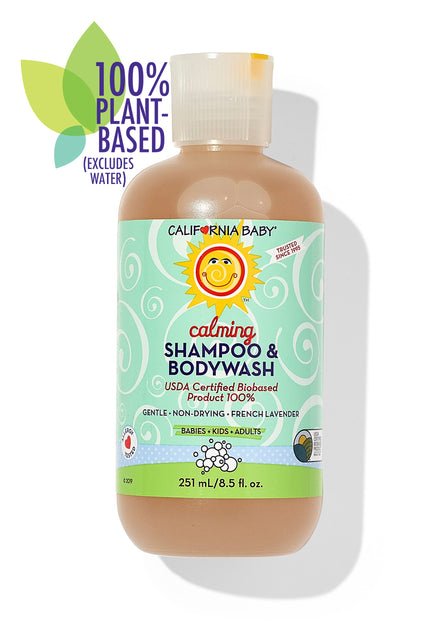 California Baby Calming Shampoo and Baby Wash in a pump bottle, gentle baby shampoo and wash by Aimee Nursing Gowns