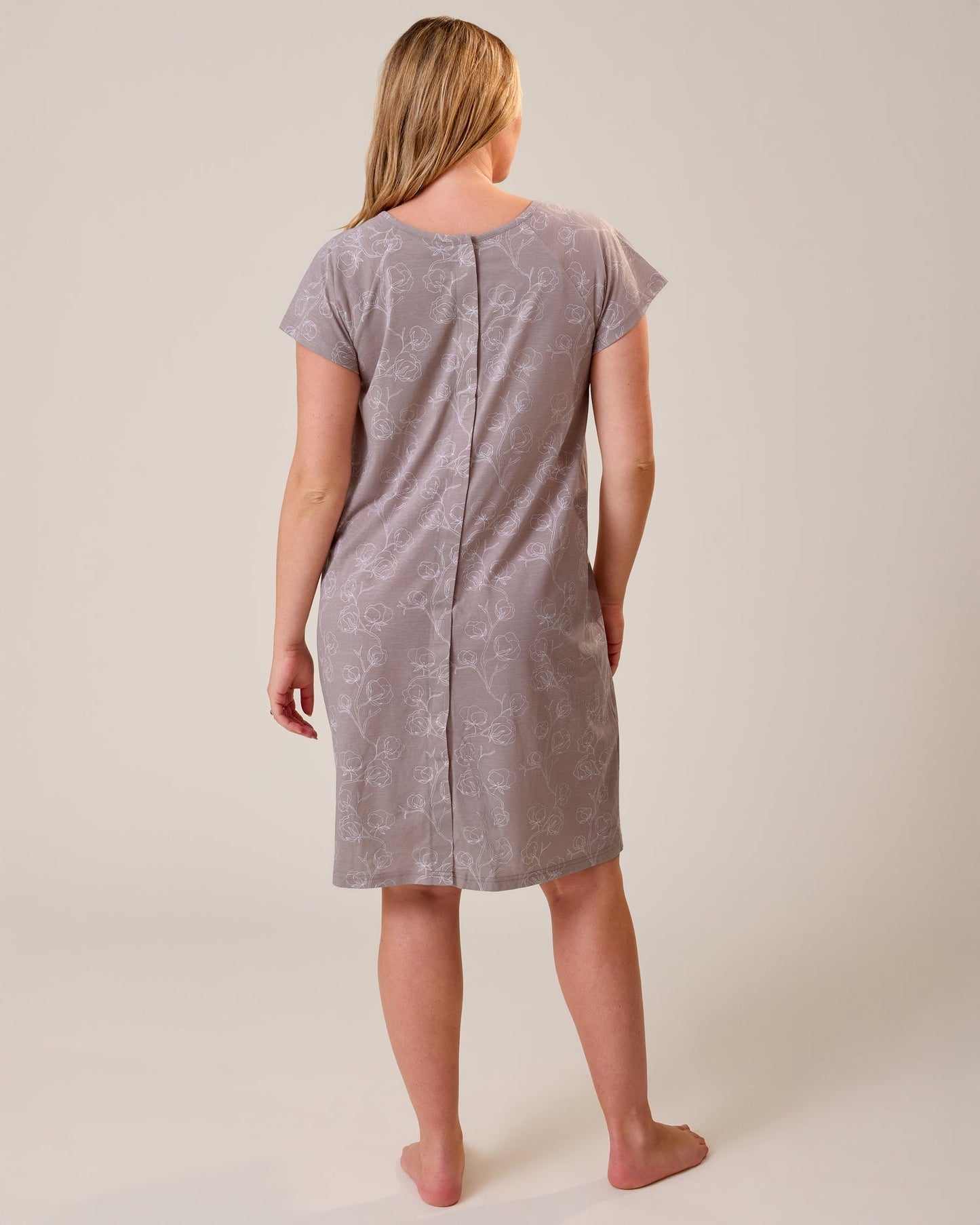 Kindred Bravely universal labor and delivery gown in Lilac Bloom color, soft fabric with comfortable fit for hospital use