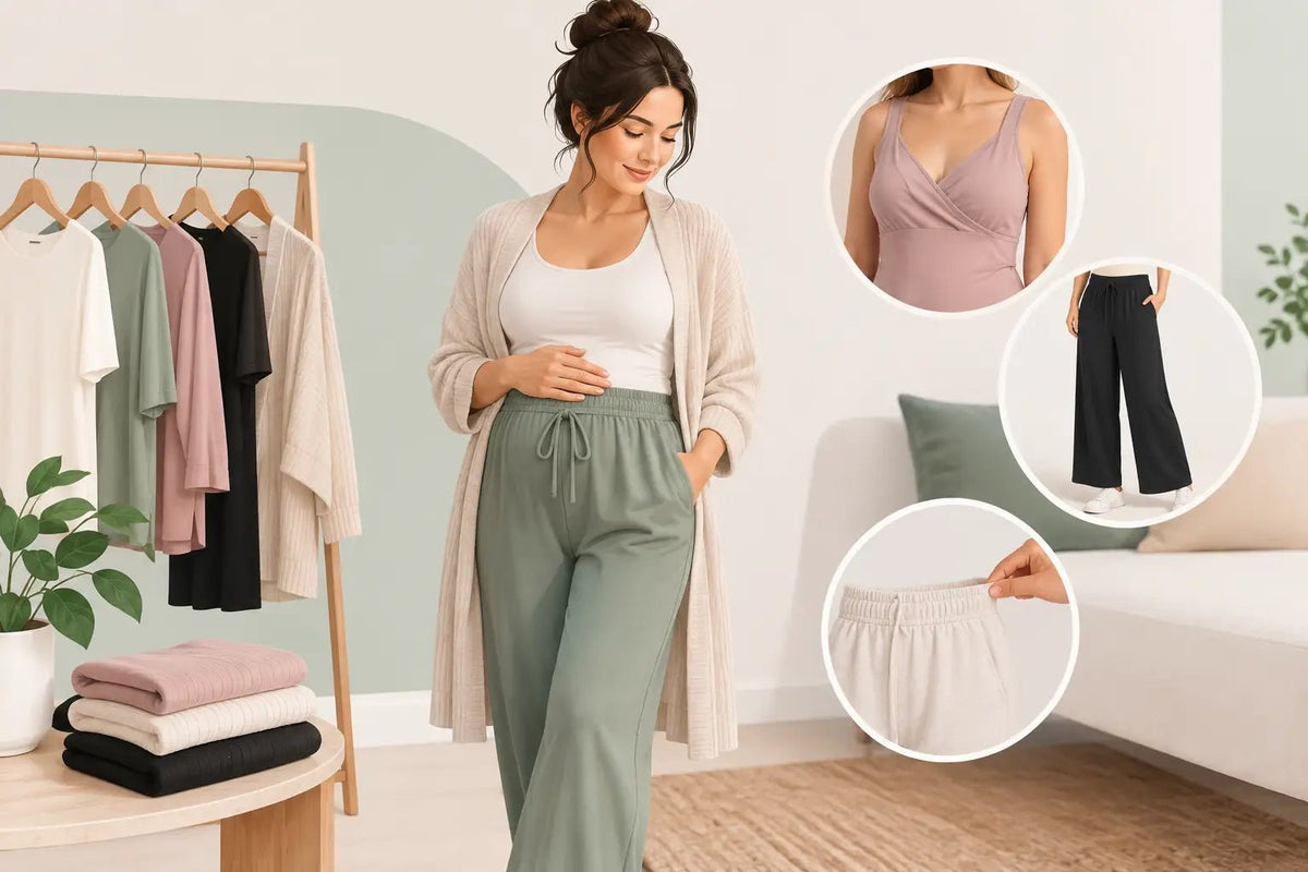 How to Dress Postpartum Bloating with Comfort - Aimee Nursing Gowns