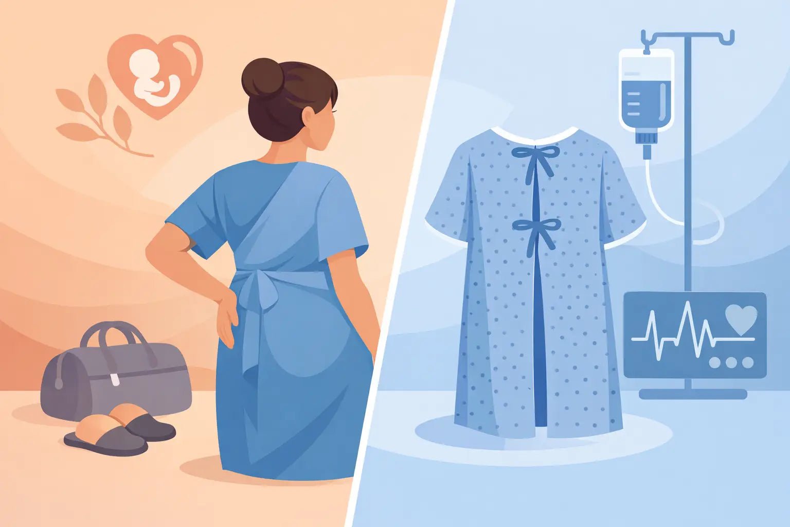 Labor Gown Versus Hospital Gown Compared - Aimee Nursing Gowns