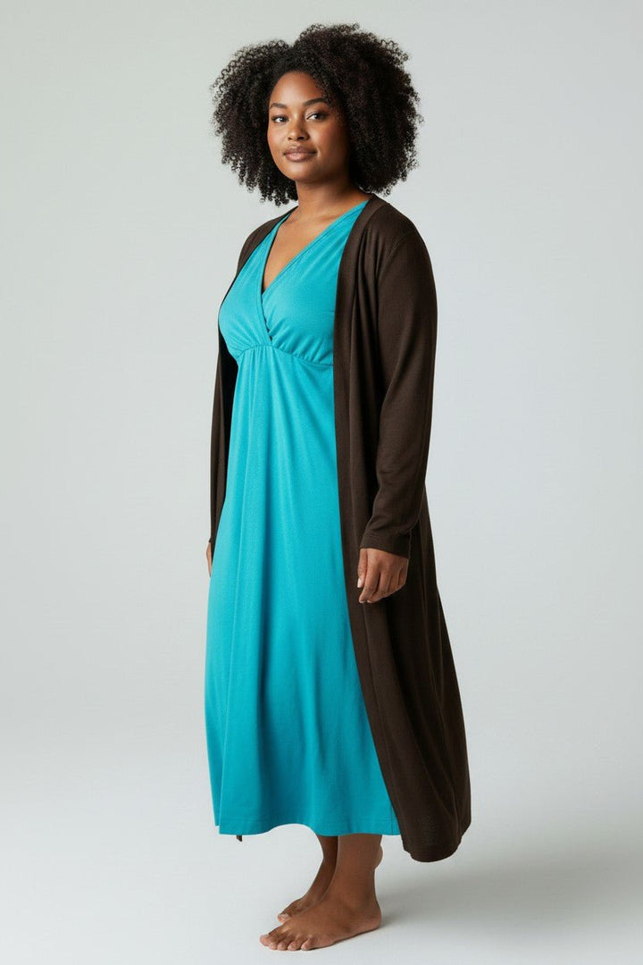 Aimee long robe and teal gown