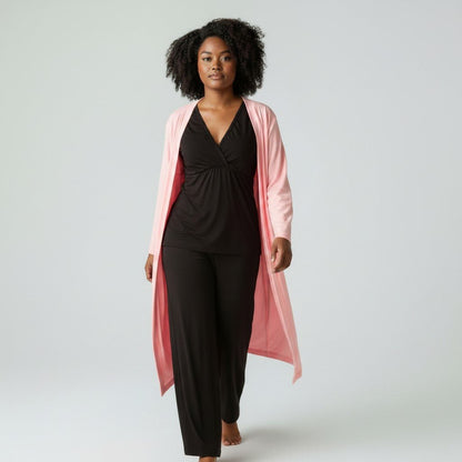 Aimee Nursing Pajamas set featuring soft, comfortable fabric, with a relaxed fit and button-up top for easy nursing access.
