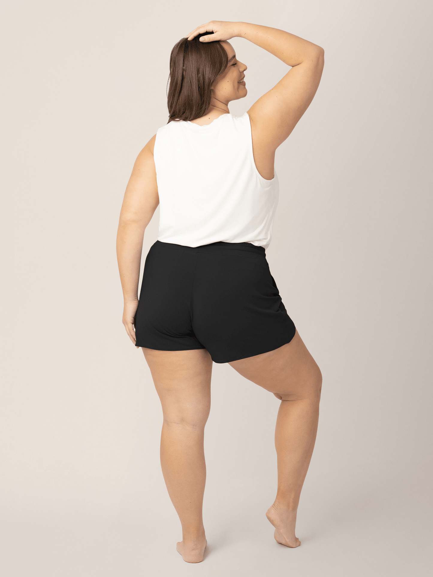 Black bamboo maternity and postpartum lounge shorts by Kindred Bravely, featuring a soft, stretchy waistband and relaxed fit.