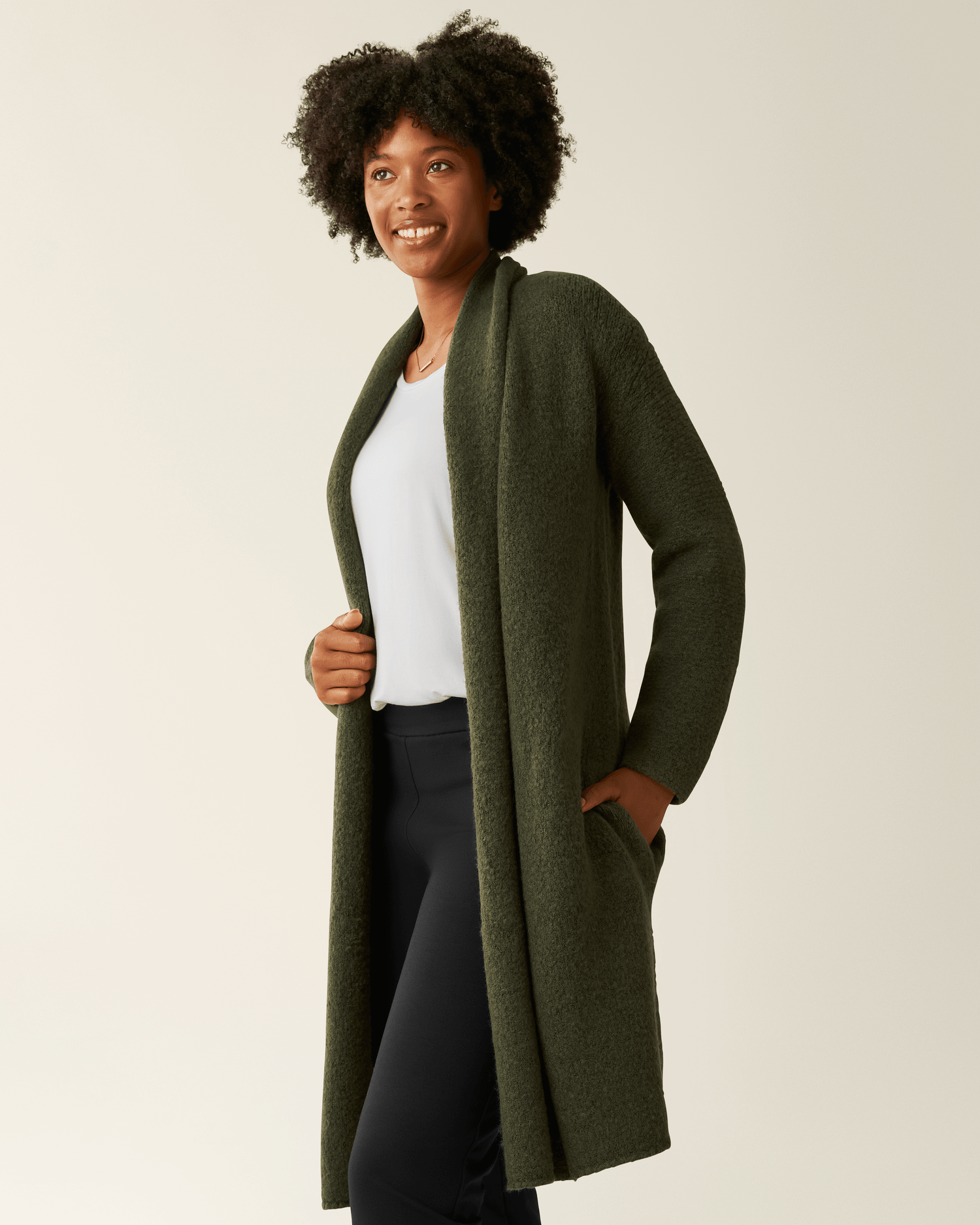 Kindred Bravely Chloe Cardigan Sweater in thyme, a cozy long-sleeve tops with button details, relaxed fit, and soft knit fabric.