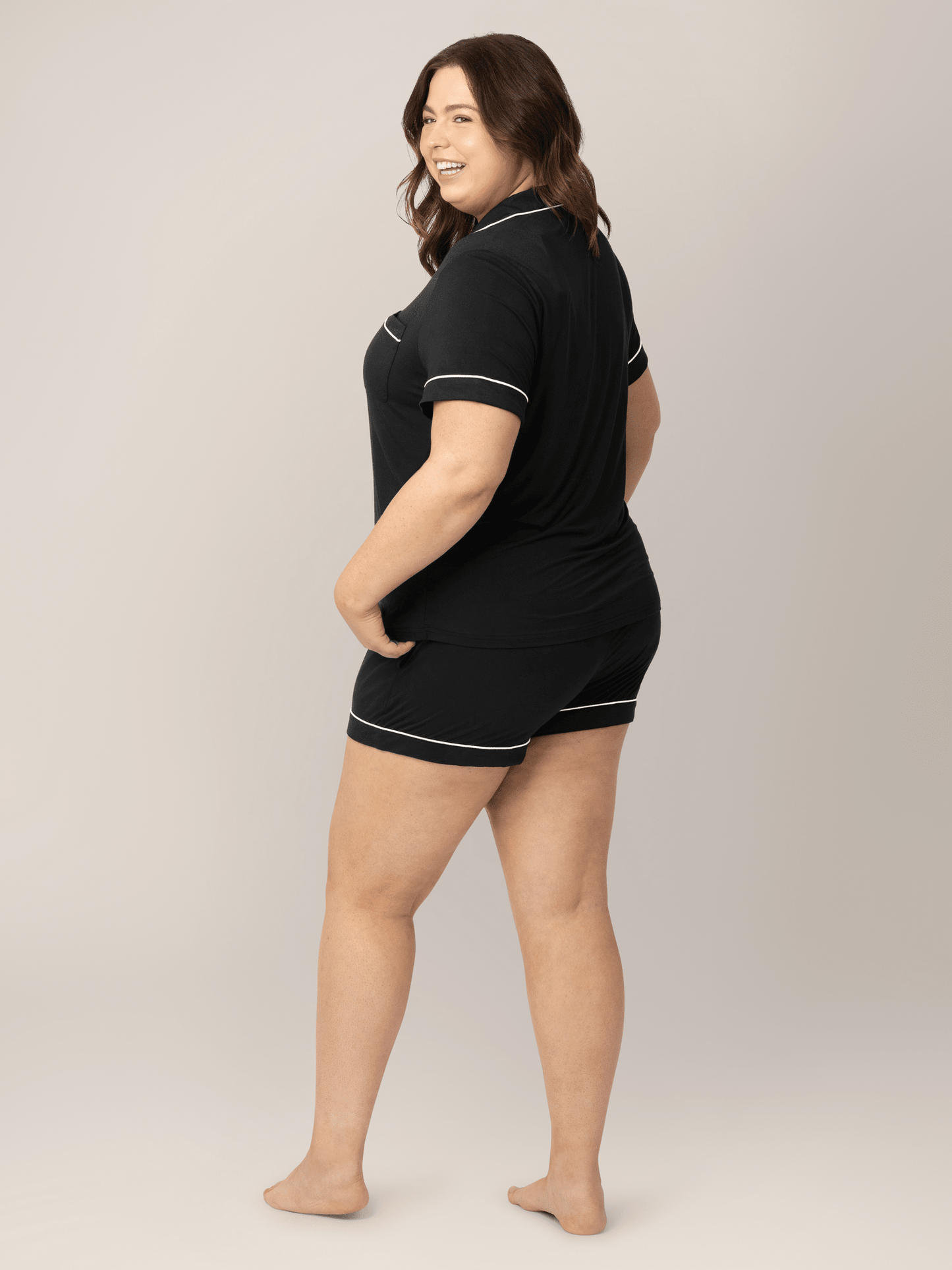Black Clea Bamboo short sleeve pajama set by Kindred Bravely, soft and comfortable sleepwear for women.