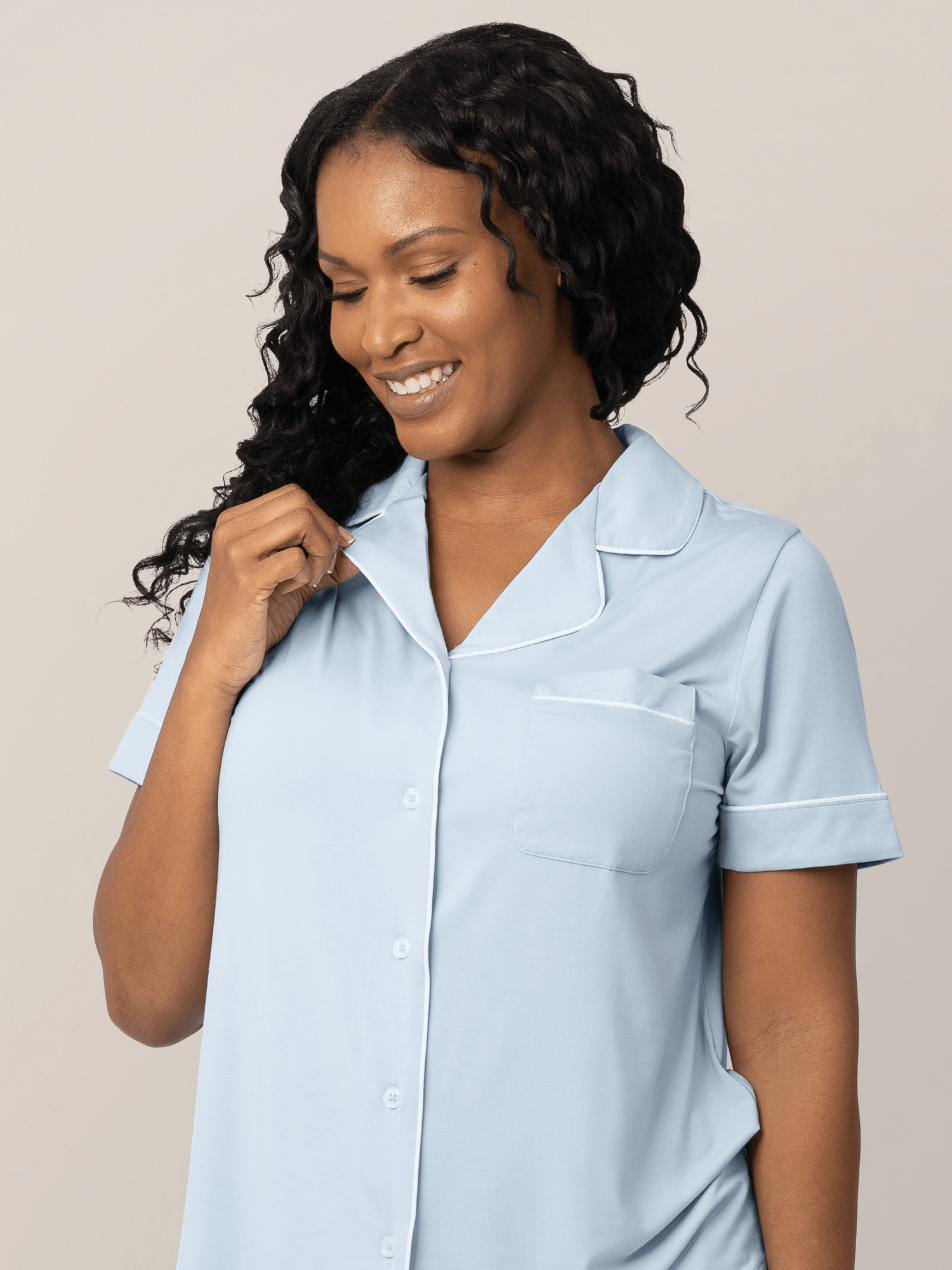 Kindred Bravely Clea Bamboo Short Sleeve Pajama Set in Mist, soft and breathable sleepwear for comfortable nights.