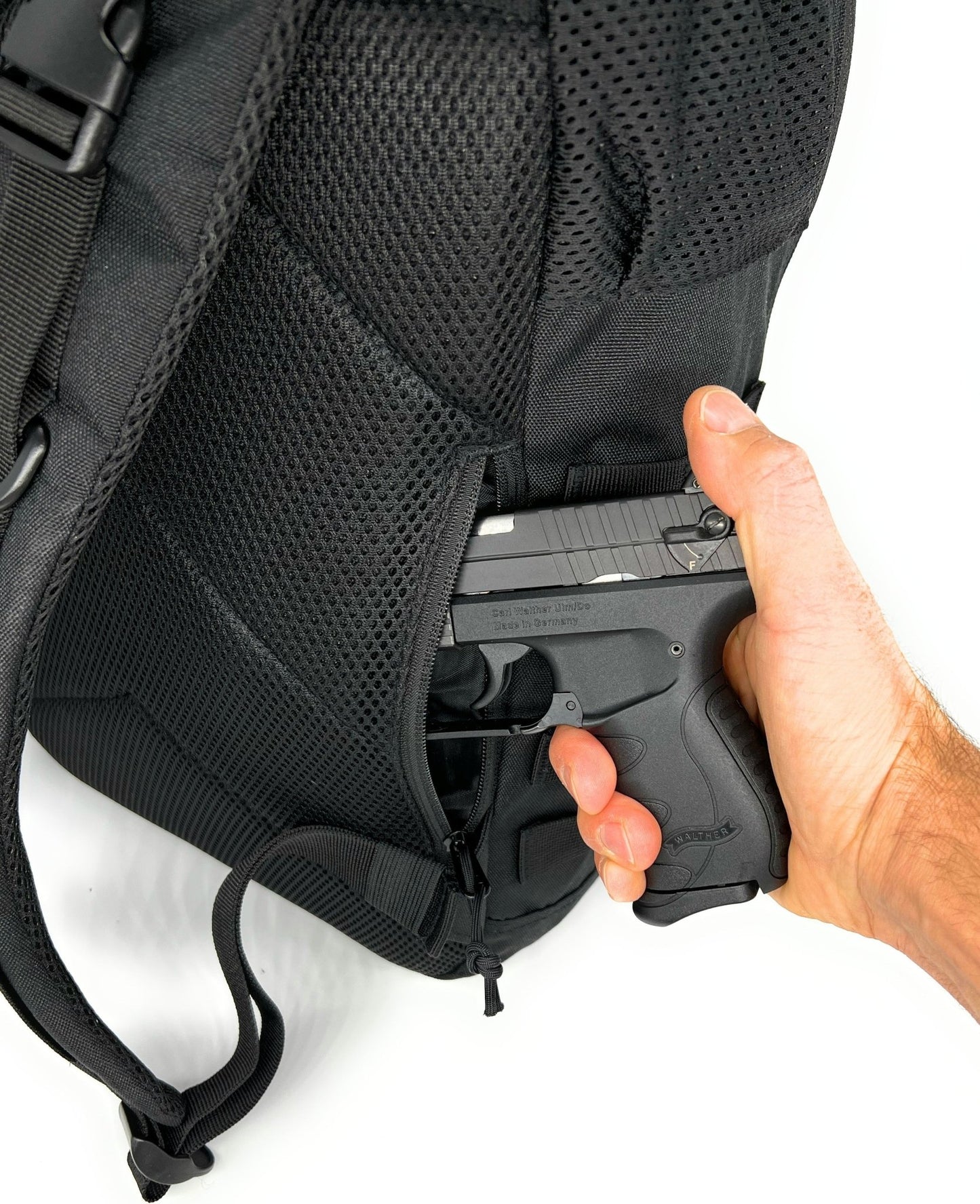 HighSpeedDaddy compact diaper bag backpack with multiple pockets and adjustable straps, designed for easy baby care on the go.