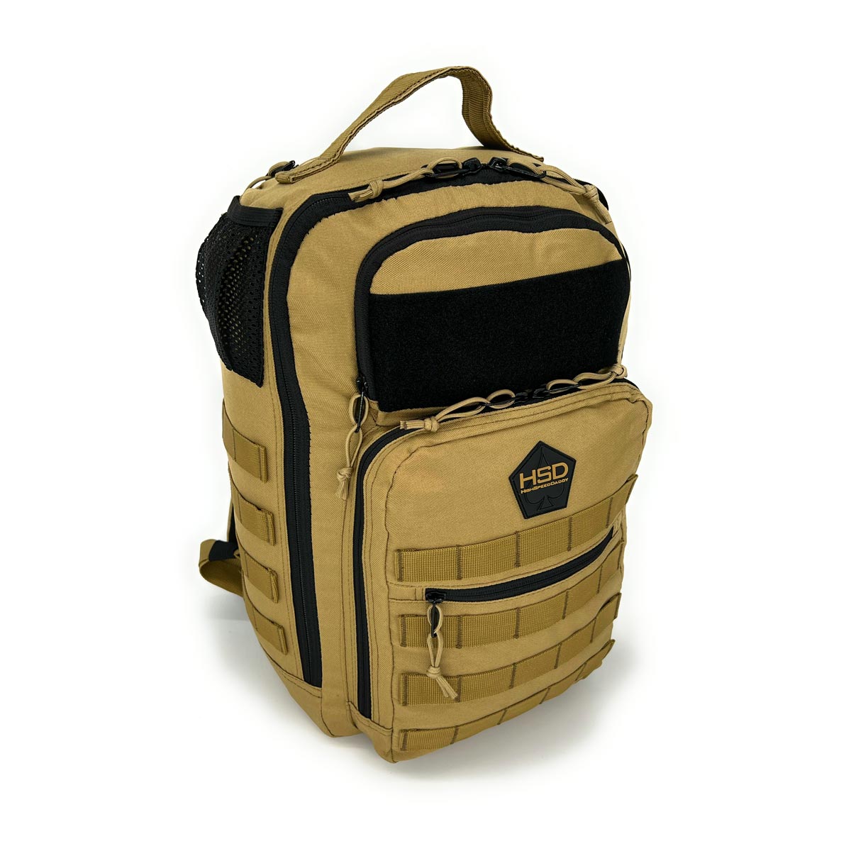 HighSpeedDaddy compact diaper bag backpack with multiple compartments, adjustable straps, and a sleek baby product design.