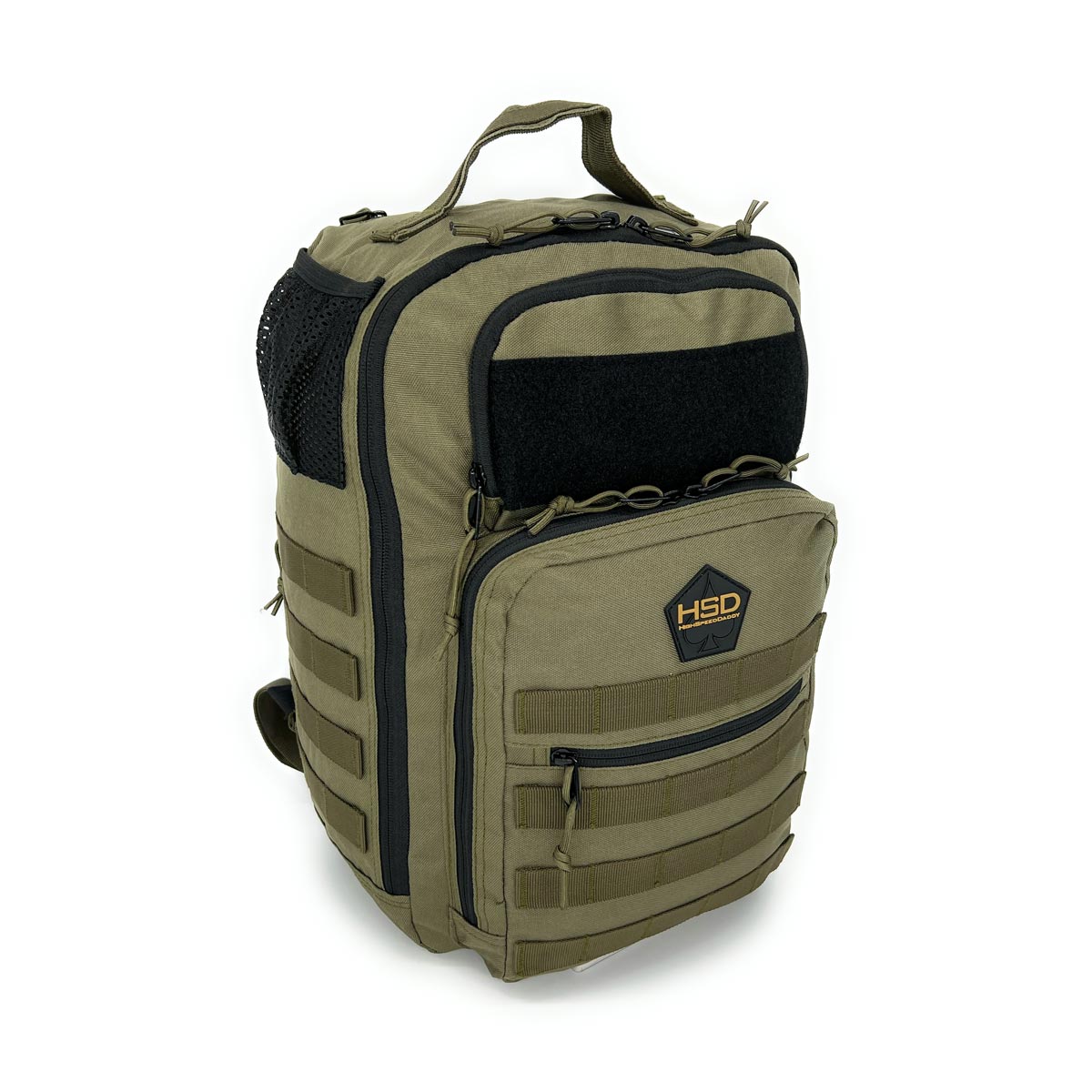 HighSpeedDaddy compact diaper bag backpack with multiple pockets and adjustable straps, designed for parents on the go.