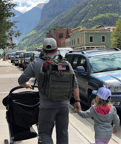 HighSpeedDaddy diaper bag backpack with multiple compartments, adjustable straps, and baby essentials storage.