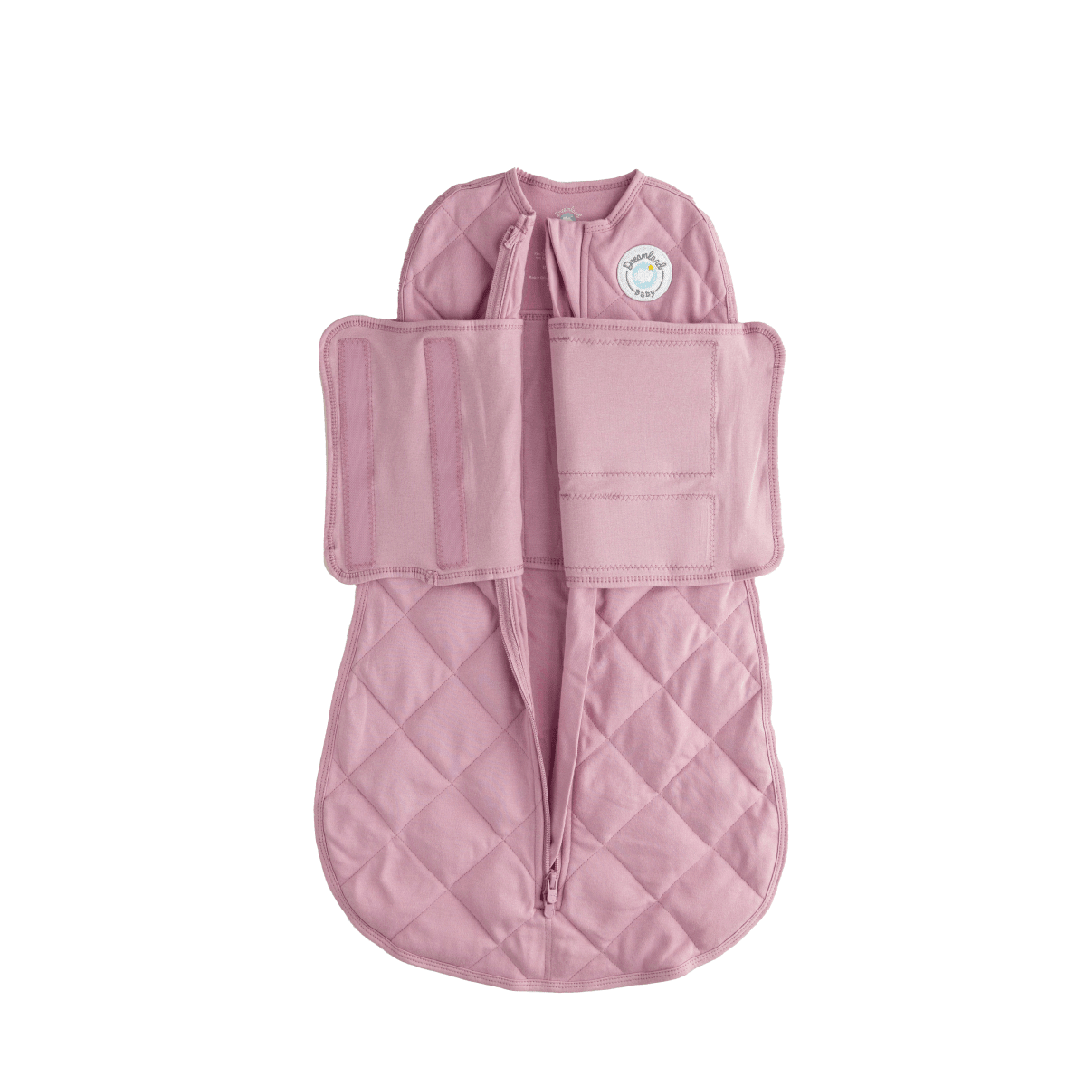 Dreamland Baby Dream Weighted Sleep Swaddle wrapped around a baby for calming sleep and gentle comfort.