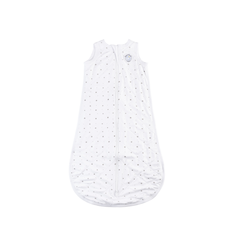Dreamland Baby Bamboo Classic Sleep Sack in grey star pattern for 0-6 months, non-weighted sleep sack made of soft bamboo fabric.