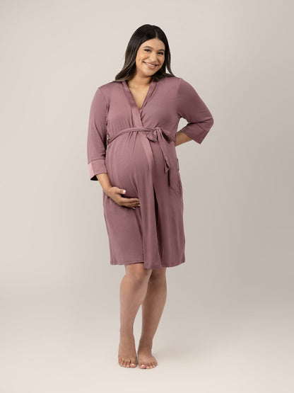Kindred Bravely Emmaline Twilight robe in soft, flowing fabric with a relaxed fit and delicate tie waist.