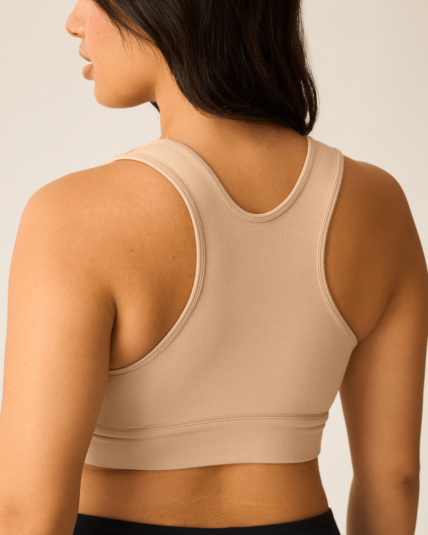 Beige French Terry Racerback Nursing and Sleep Bra by Kindred Bravely, soft fabric, comfortable fit, designed for nursing and sleep.