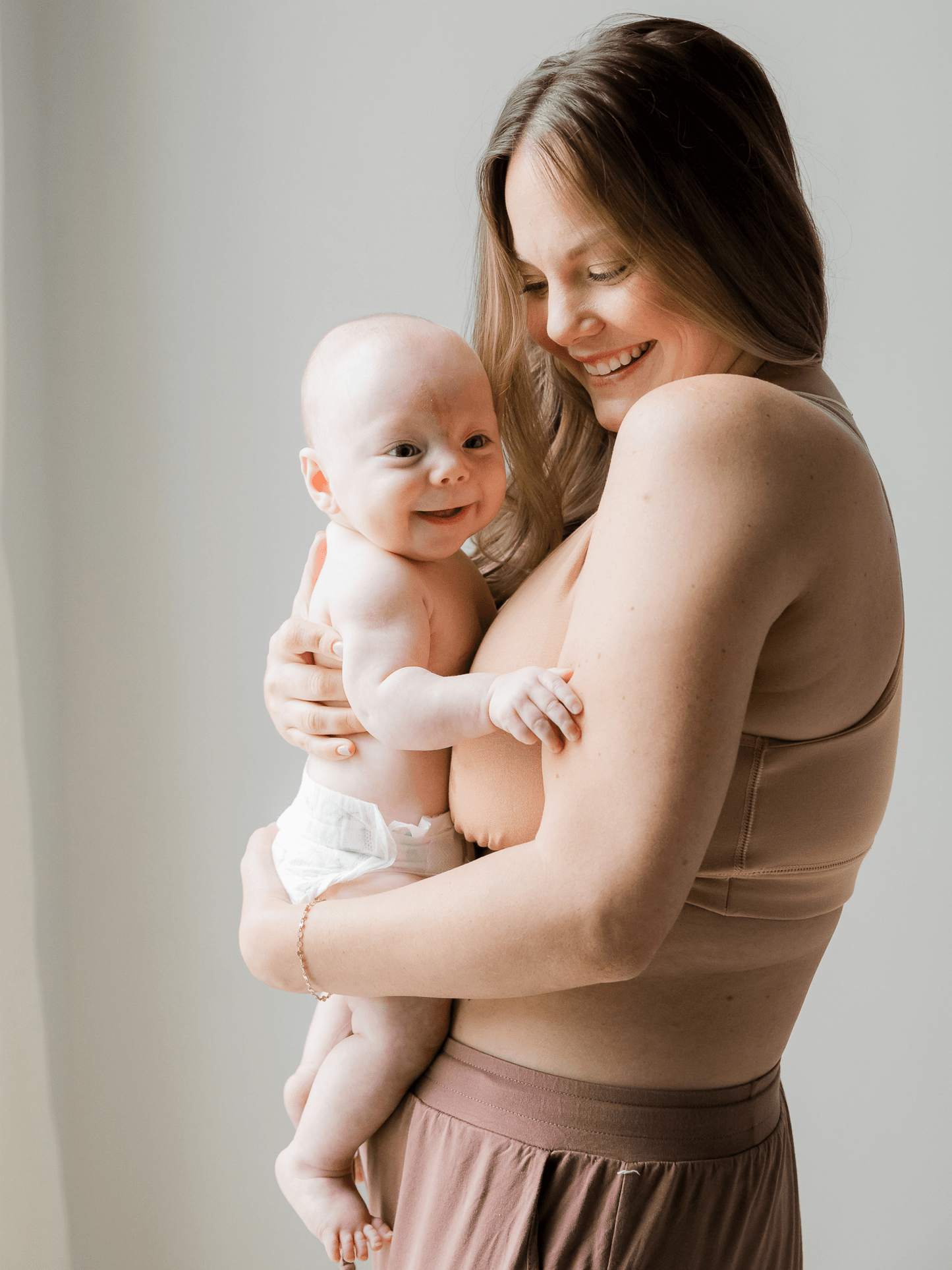 Beige French Terry Racerback Nursing & Sleep Bra by Kindred Bravely, soft and comfortable for breastfeeding and sleeping.