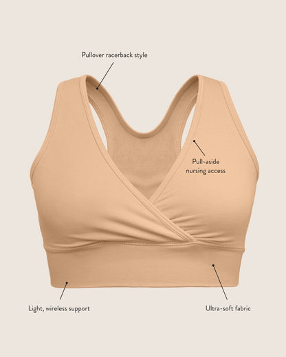 Grey Heather French Terry Racerback Nursing and Sleep Bra by Kindred Bravely, soft and comfortable for nursing and sleepwear.