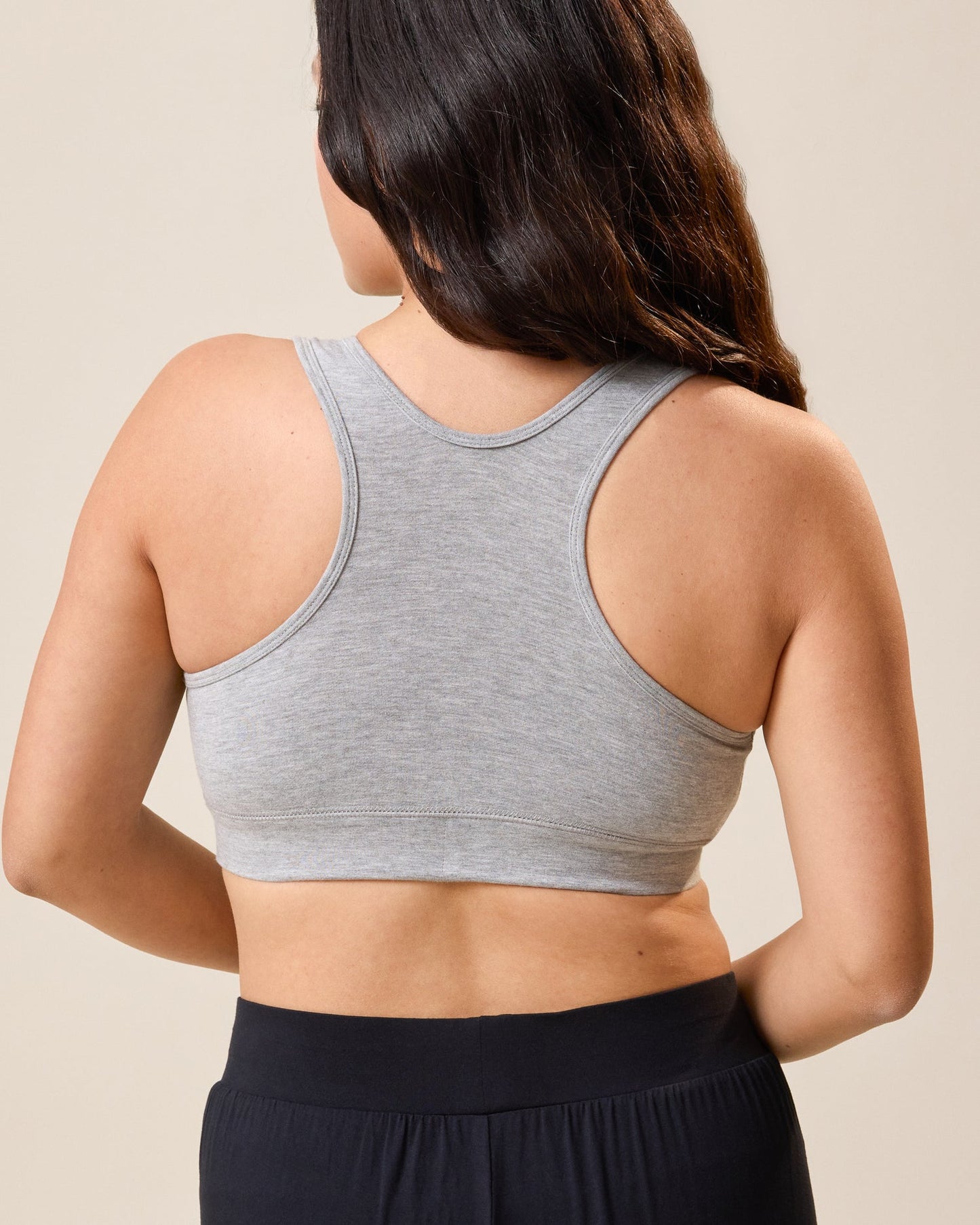 Grey Heather French Terry Racerback Nursing and Sleep Bra by Kindred Bravely, soft and comfortable for nursing and sleeping.
