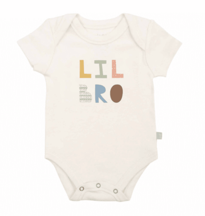 Finn + Emma graphic bodysuit for kids featuring a desert rose design with "Lil Bro" text, made from soft, comfortable fabric.