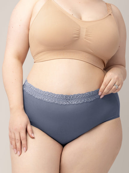 Set of high-waisted postpartum underwear in dusty hues by Kindred Bravely, soft and comfortable for postpartum recovery.