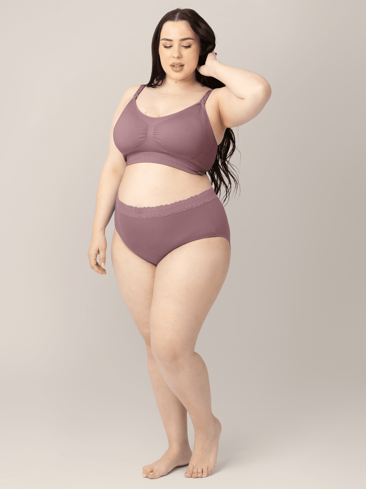 Set of high-waisted postpartum underwear in dusty hues by Kindred Bravely, showcasing comfortable, supportive underwear for new moms.
