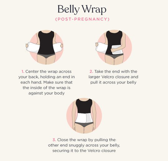A woman wearing the Original Belly Bandit by Aimee Nursing Gowns, showcasing its supportive belly compression design.
