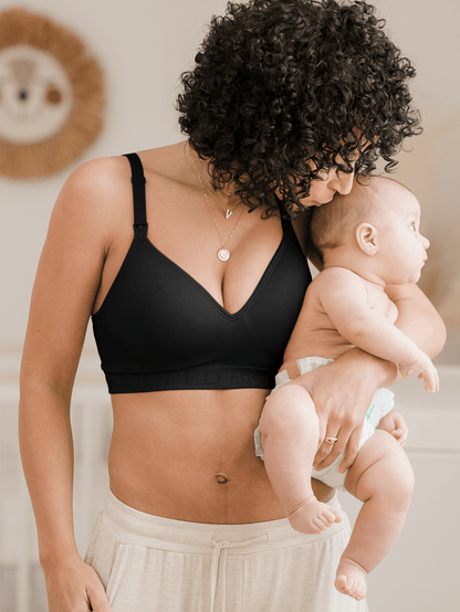 Black Signature Sublime® Contour Maternity and Nursing Bra by Kindred Bravely, showing supportive cups and adjustable straps.