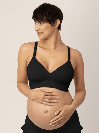 Black Signature Sublime® Contour Maternity & Nursing Bra by Kindred Bravely, showing supportive cups and adjustable straps.
