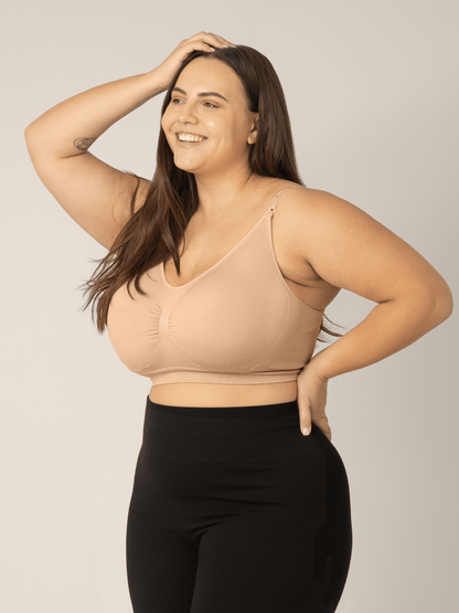 Kindred Bravely Simply Sublime® Nursing Bra in beige, soft and comfortable with adjustable straps for breastfeeding support.