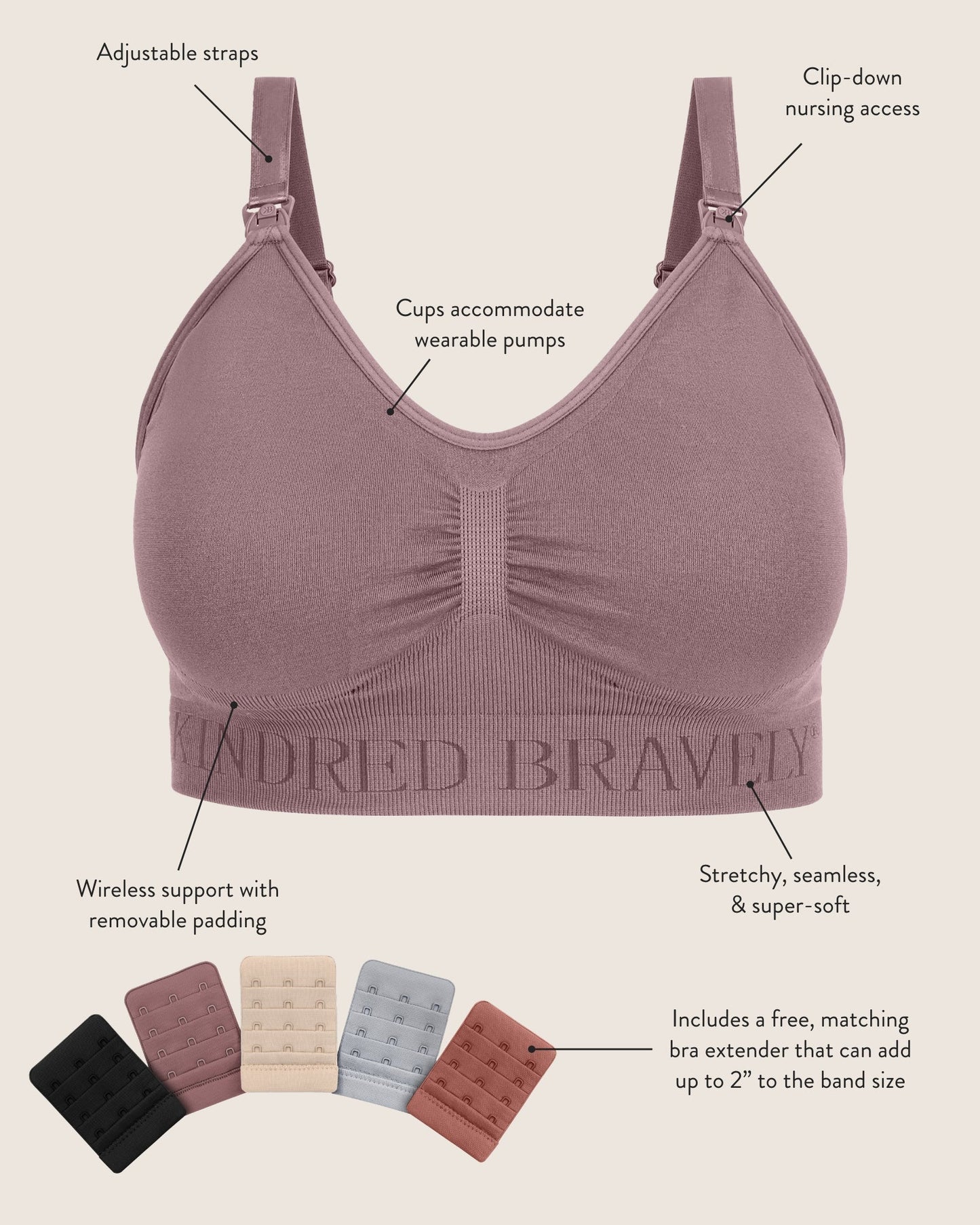 Grey Simply Sublime® nursing bra by Kindred Bravely with soft fabric and adjustable straps, designed for breastfeeding comfort.