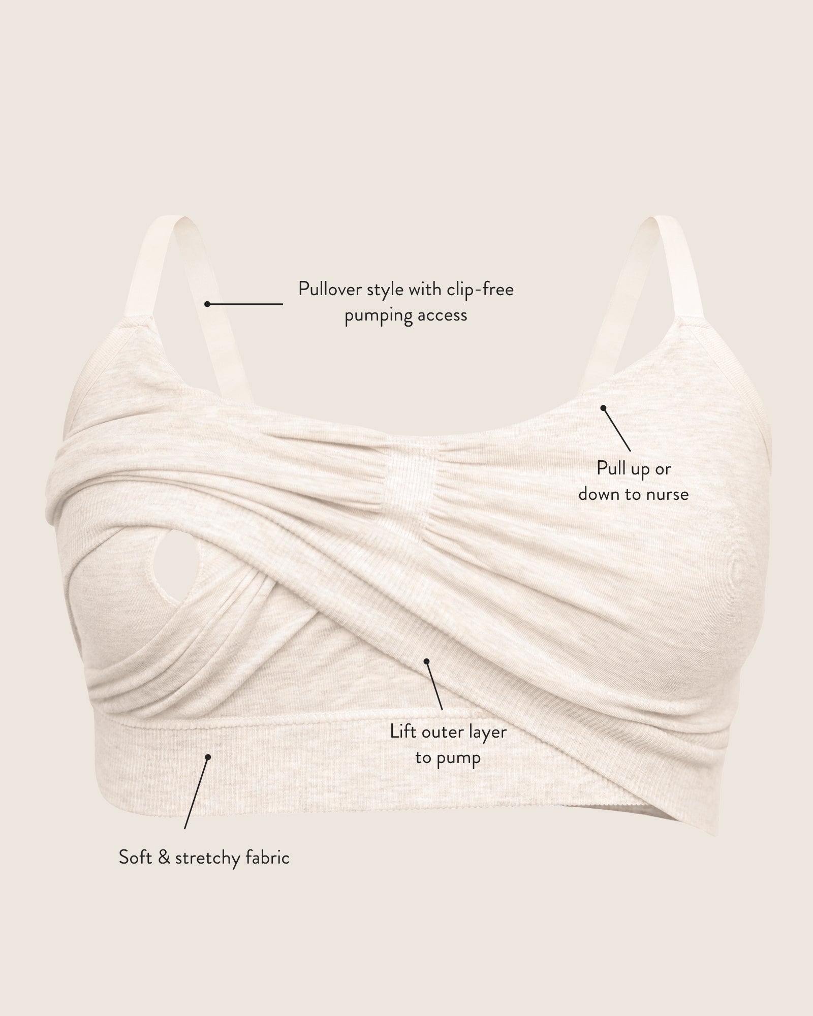 Black Sublime® Bamboo Hands-Free Pumping Lounge and Sleep Bra by Kindred Bravely, soft and comfortable for nursing and sleeping.
