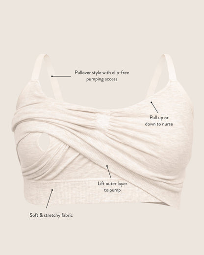 Black Sublime® Bamboo Hands-Free Pumping Lounge and Sleep Bra by Kindred Bravely, soft and comfortable for nursing and sleeping.
