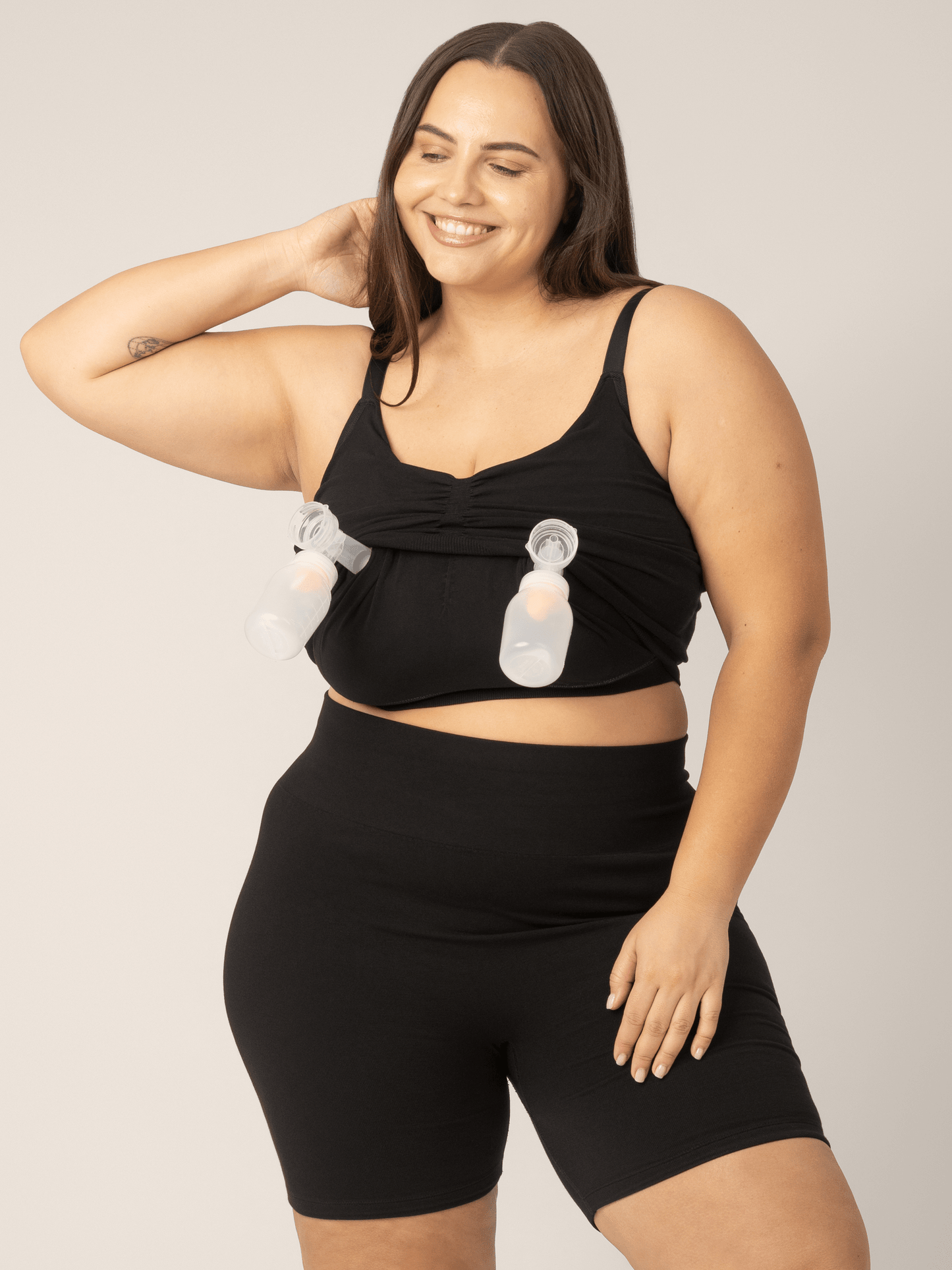 Black Sublime® Bamboo hands-free pumping lounge and sleep bra by Kindred Bravely, comfortable for nursing and sleep.