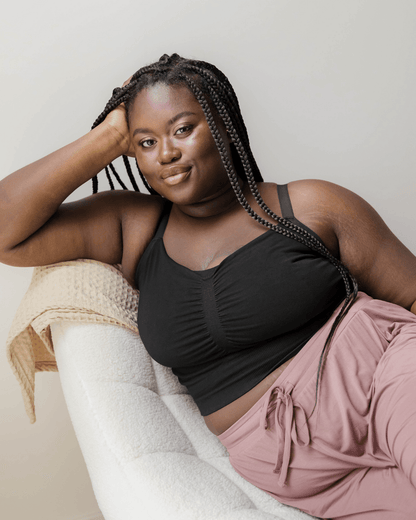 Black Sublime® Bamboo Hands-Free Pumping Lounge and Sleep Bra by Kindred Bravely, soft, comfortable maternity and nursing bra.