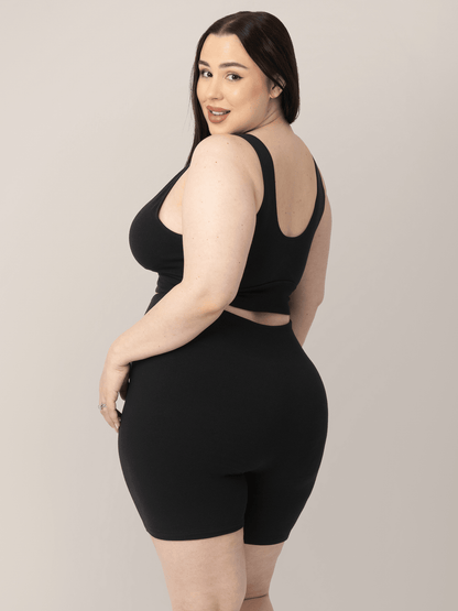 Black Sublime® Bamboo maternity and postpartum bike shorts by Kindred Bravely, featuring a comfortable elastic waistband and breathable fabric.