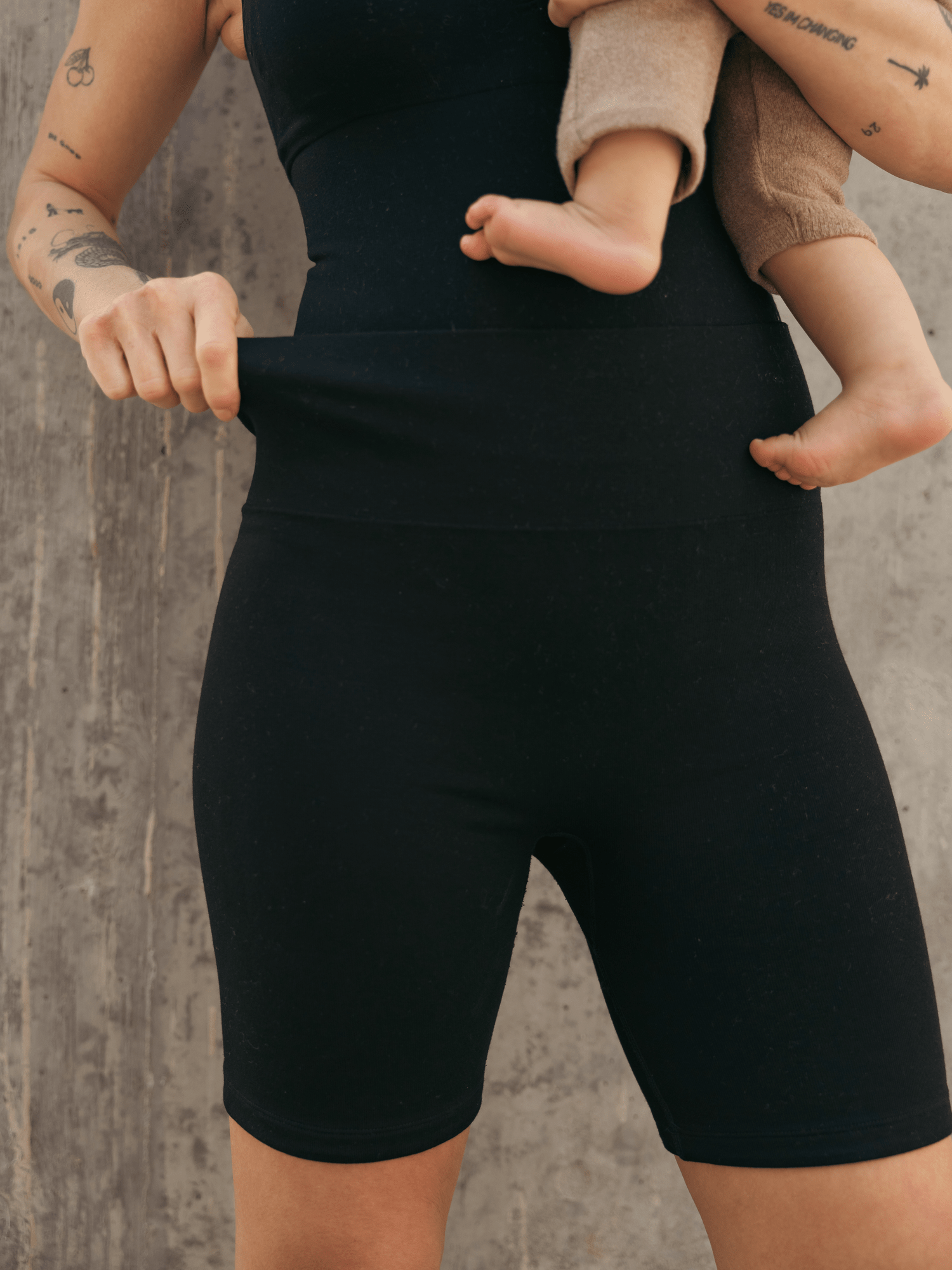 Black Sublime® Bamboo Maternity and Postpartum Bike Shorts by Kindred Bravely, featuring comfortable stretch fabric and a fitted design.