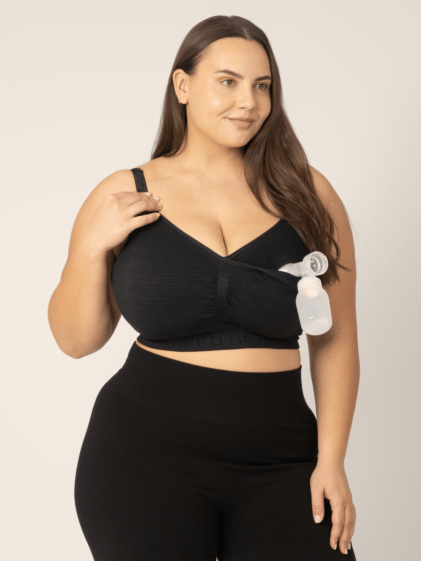 Black Sublime® Hands-Free Pumping and Nursing Bra by Kindred Bravely, showing its supportive design and adjustable straps.