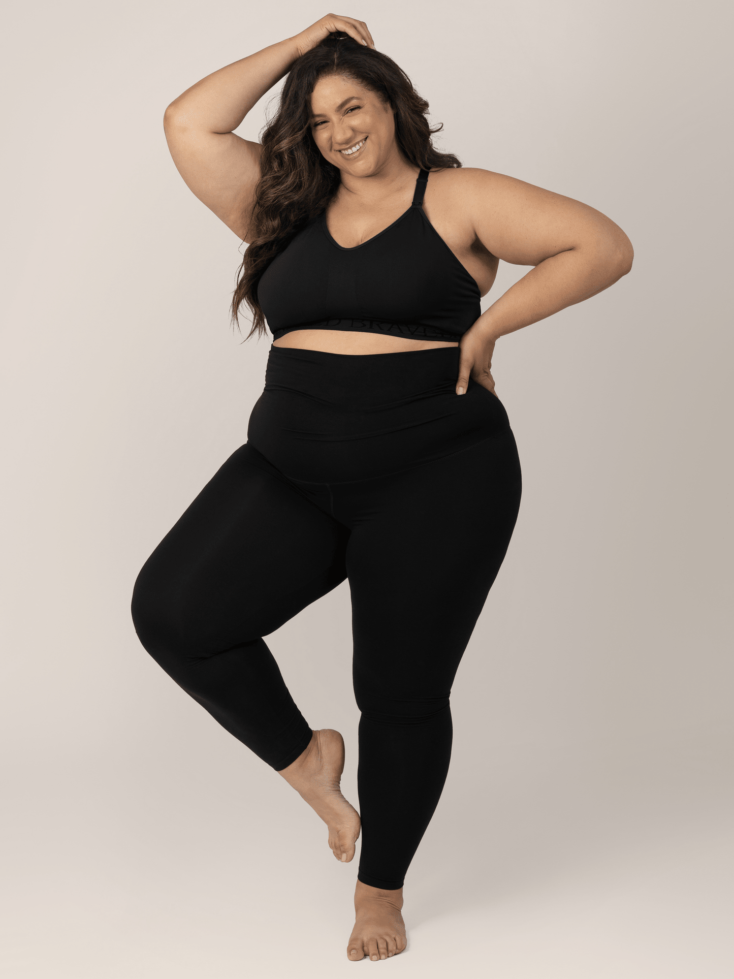 Black Sublime® hands-free pumping and nursing sports bra by Kindred Bravely, designed for comfortable breastfeeding and pumping.