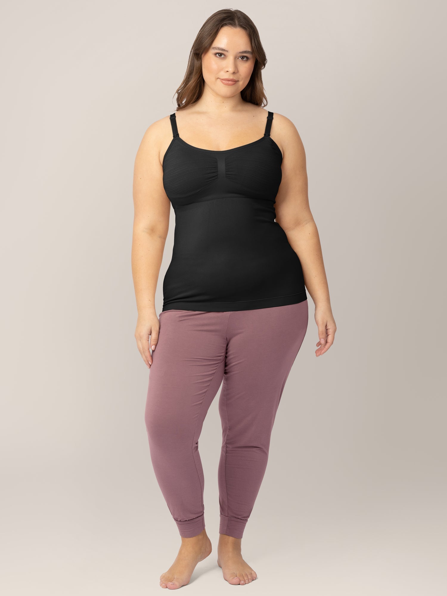 Black Sublime Hands-Free Pumping and Nursing Tank by Kindred Bravely, showing comfortable, supportive maternity bra with clip-down cups.