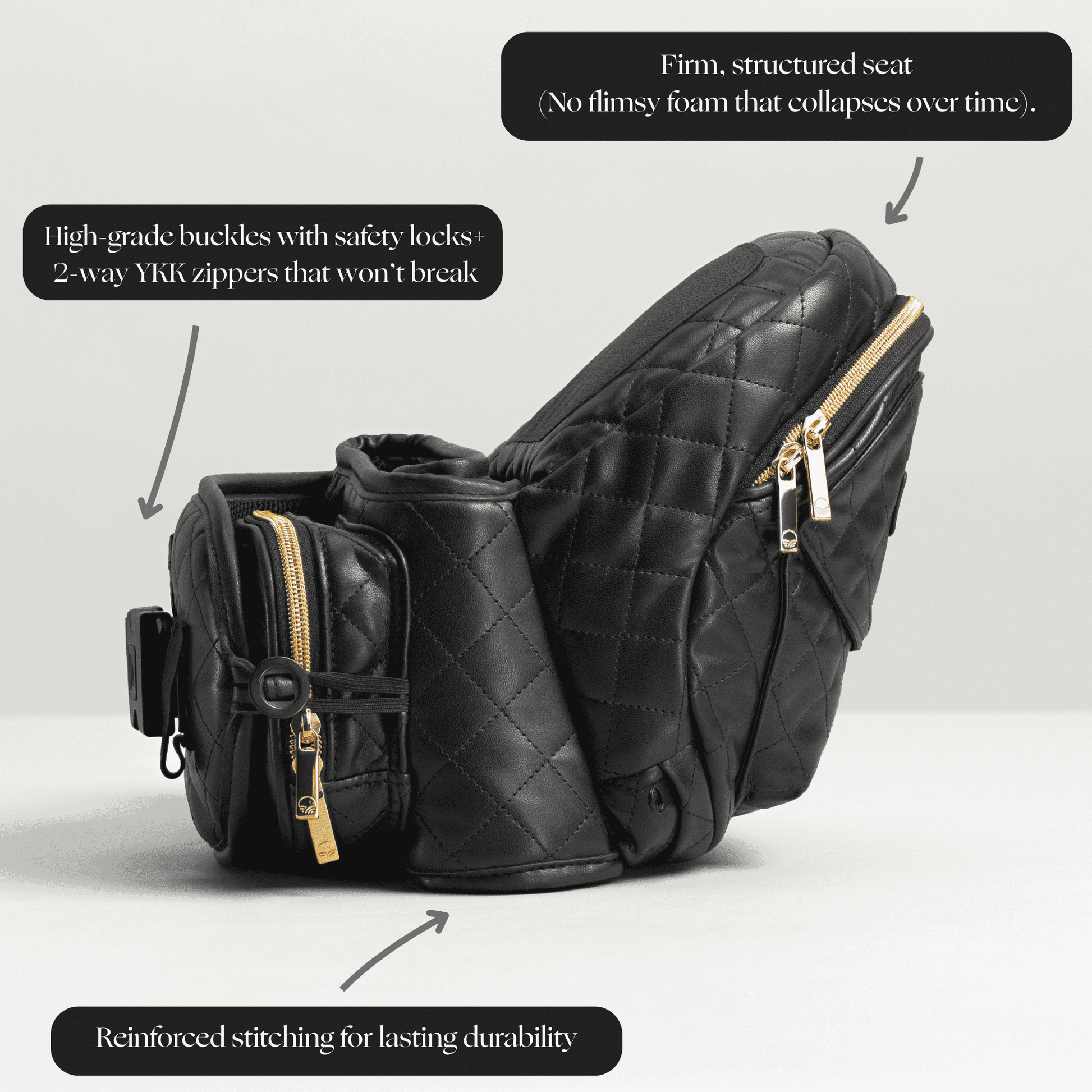 Tushbaby Hip Carrier for babies and toddlers, showing adjustable waistband and ergonomic design for comfortable carrying.