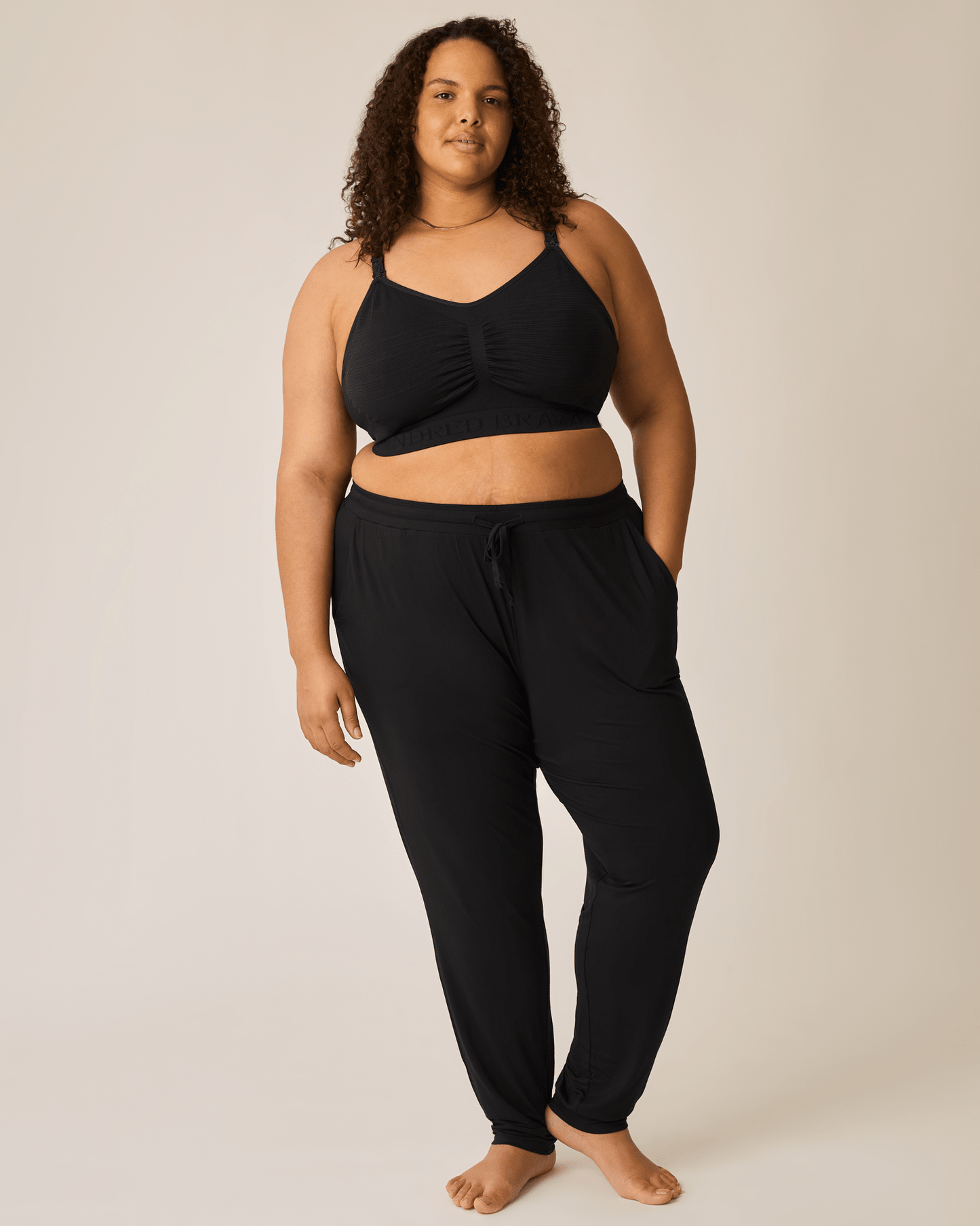 Black ultralight sleep and lounge joggers by Kindred Bravely, soft, comfortable bottoms perfect for relaxing or sleeping.