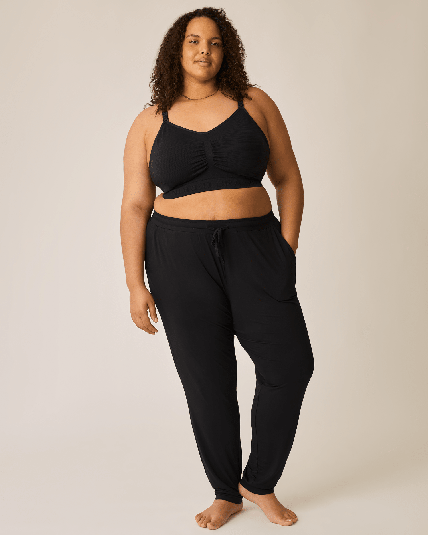 Black ultralight sleep and lounge joggers by Kindred Bravely, soft, comfortable bottoms perfect for relaxing or sleeping.