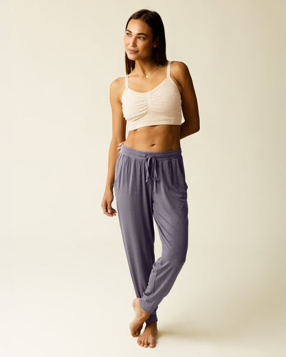 Kindred Bravely ultralight sleep and lounge joggers in heathered granite, soft and comfortable bottoms for relaxing or sleeping.