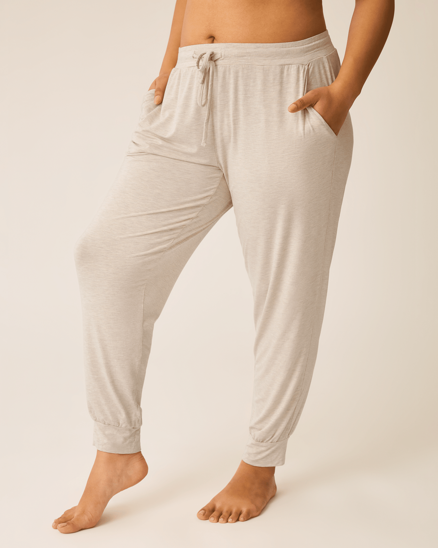 Oatmeal Heather ultralight sleep and lounge joggers by Kindred Bravely, soft knit bottoms perfect for relaxing or sleeping.