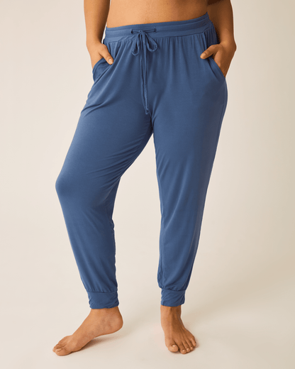 Slate blue ultralight sleep and lounge jogger bottoms by Kindred Bravely, soft and comfortable for relaxing or sleeping.