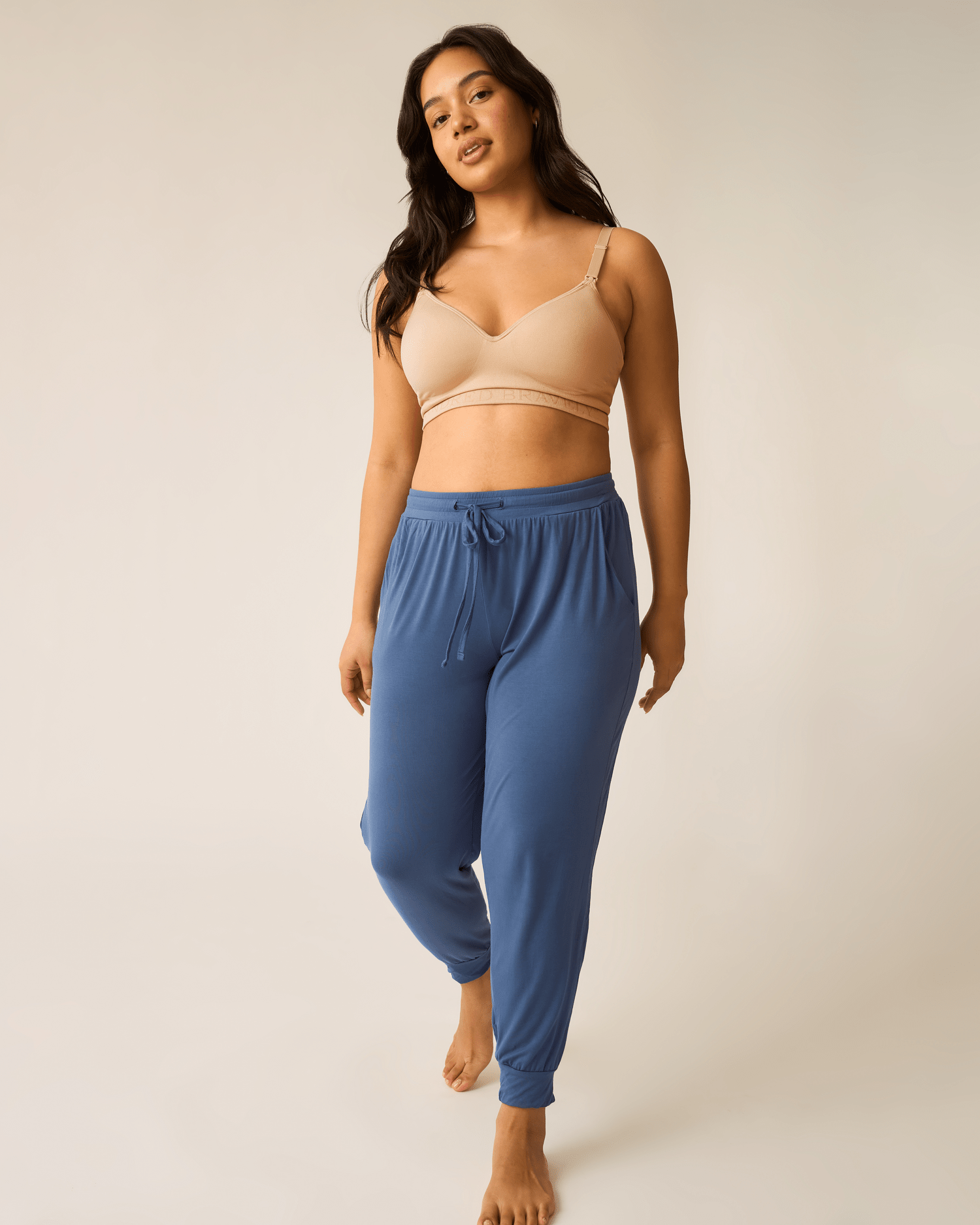 Slate blue ultralight sleep and lounge jogger pants by Kindred Bravely, featuring a relaxed fit and comfortable waistband.