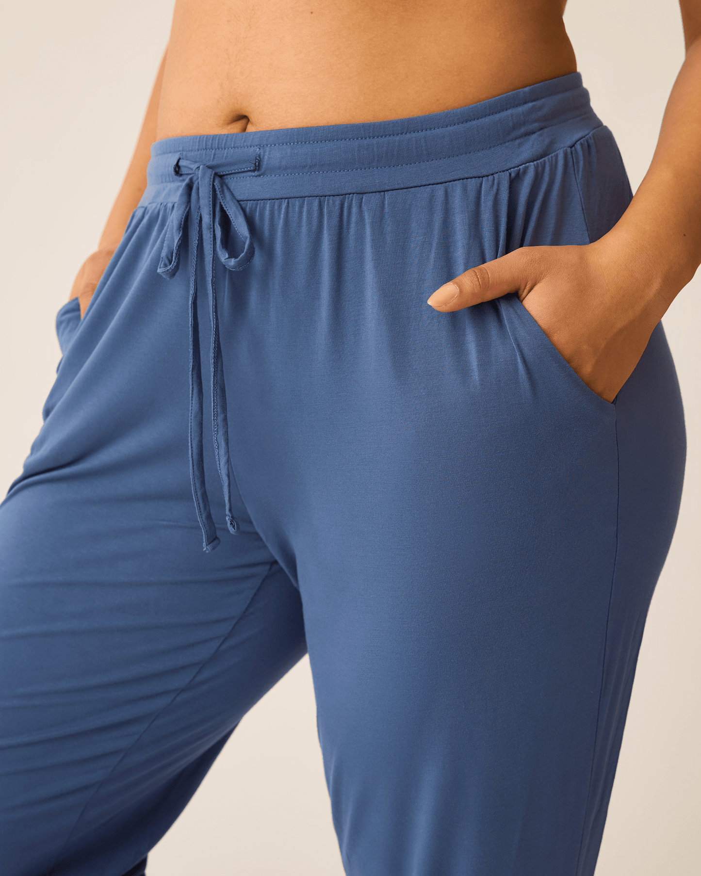 Slate blue ultralight sleep and lounge joggers by Kindred Bravely, comfortable bottoms for relaxing or sleeping.